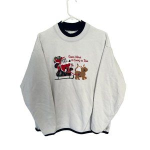 Vtg M&C Energy Sportswear Christmas L Sweatshirt "Santa Claws Is Coming To Town"